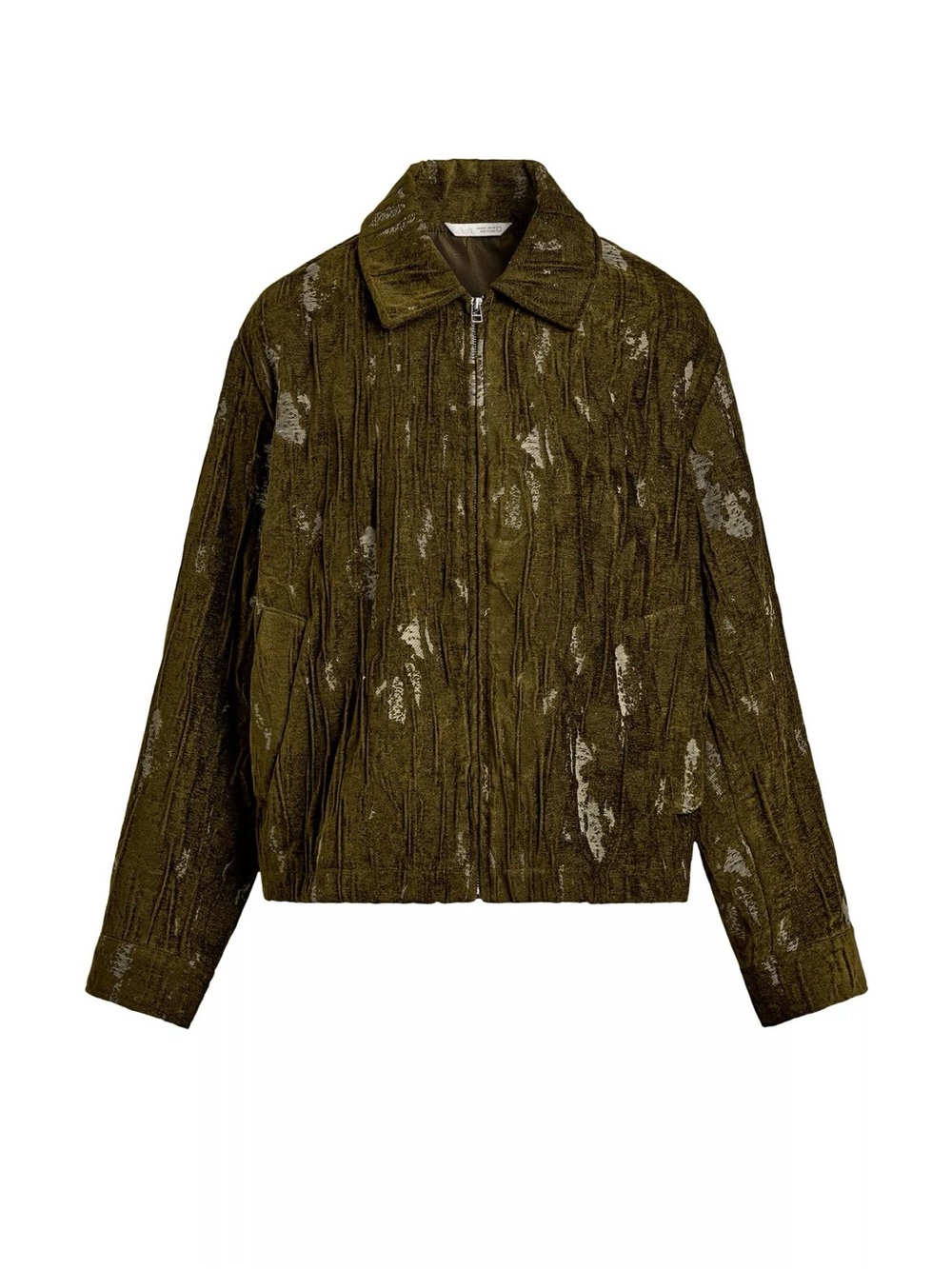 Zara Olive Green Quilted Bomber Jacket with Subtle Sheen